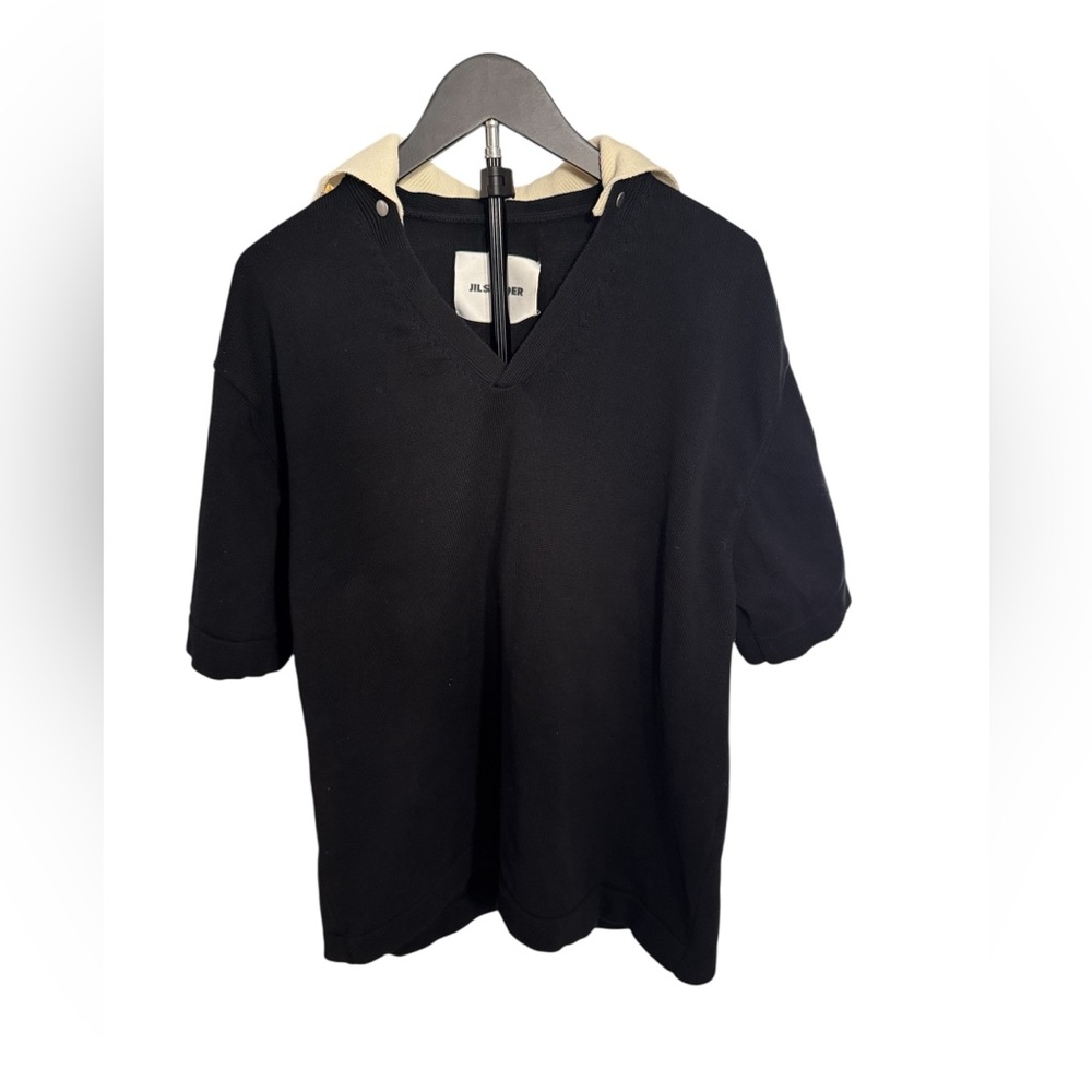 Jil Sander Blue CrewNeck Shirt with Cream Accents